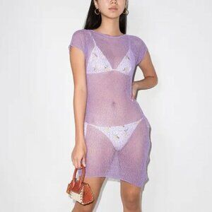 Ambra Maddalena Billie Ini T-shirt Cover Up Dress Purple Size M